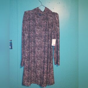 Kohl's Black and Pink Paisley long Sleeve Dress